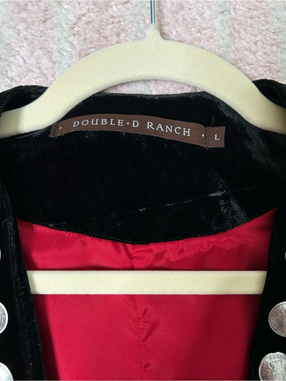 Double D Ranch Black Velvet Red Silver Coin‎ Studded Western Vest Size Large - Picture 3 of 10